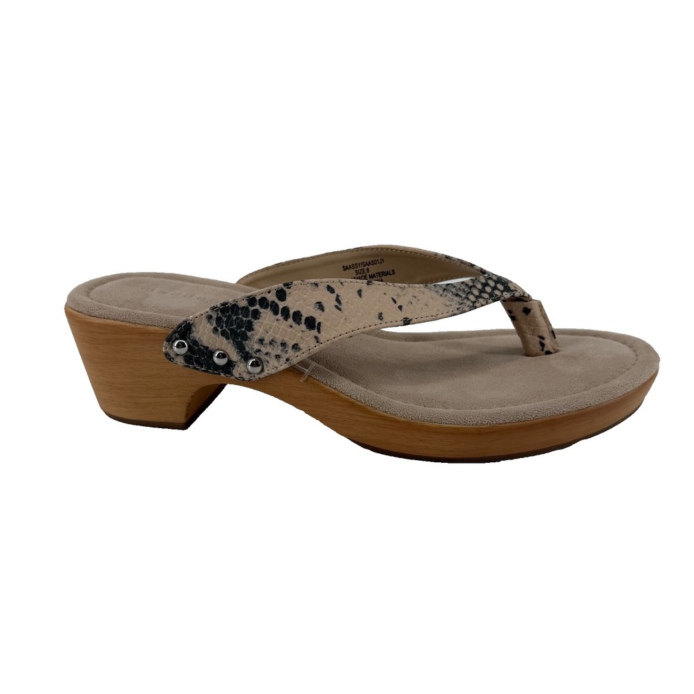 Madden Girl Thong Sandals, Women's Saassy Snake Print Size 8 Wood Heel